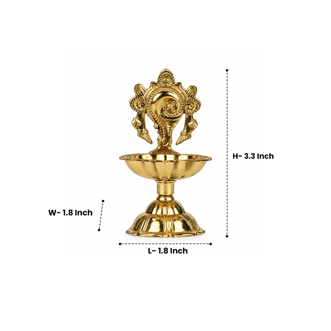 Brass Shankh Diya With Base