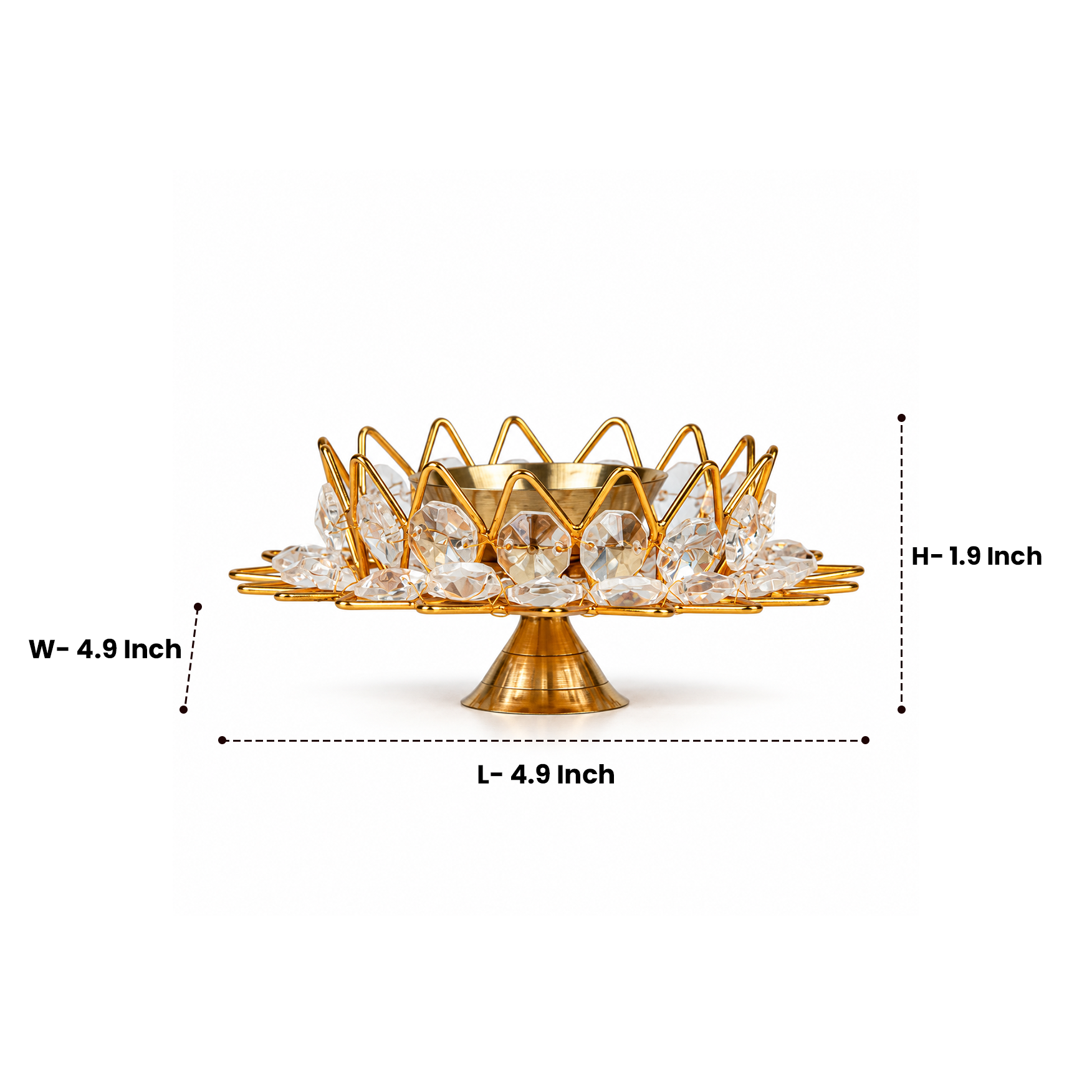 Brass Kamal Crystal Diya