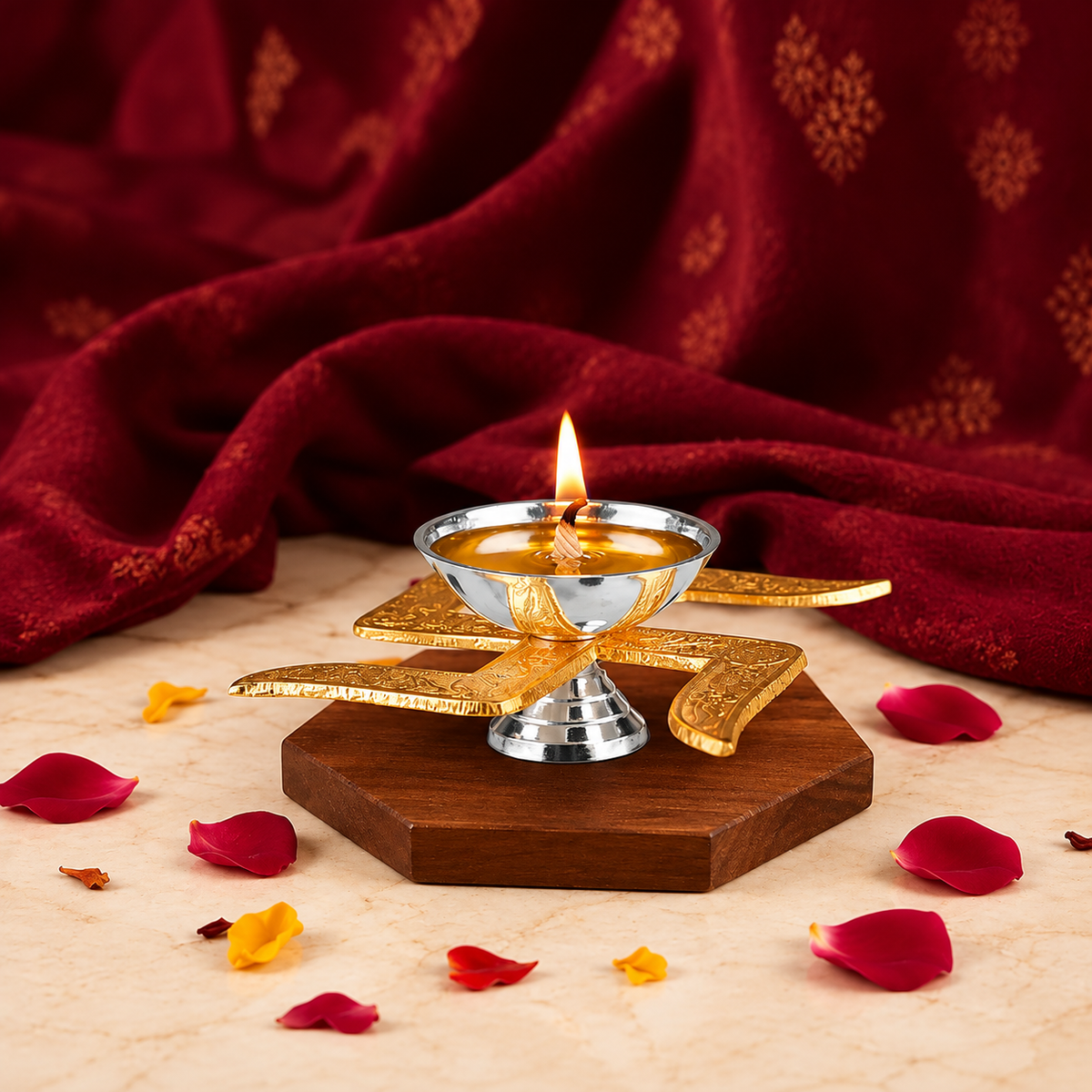 Brass Swastik Diya
