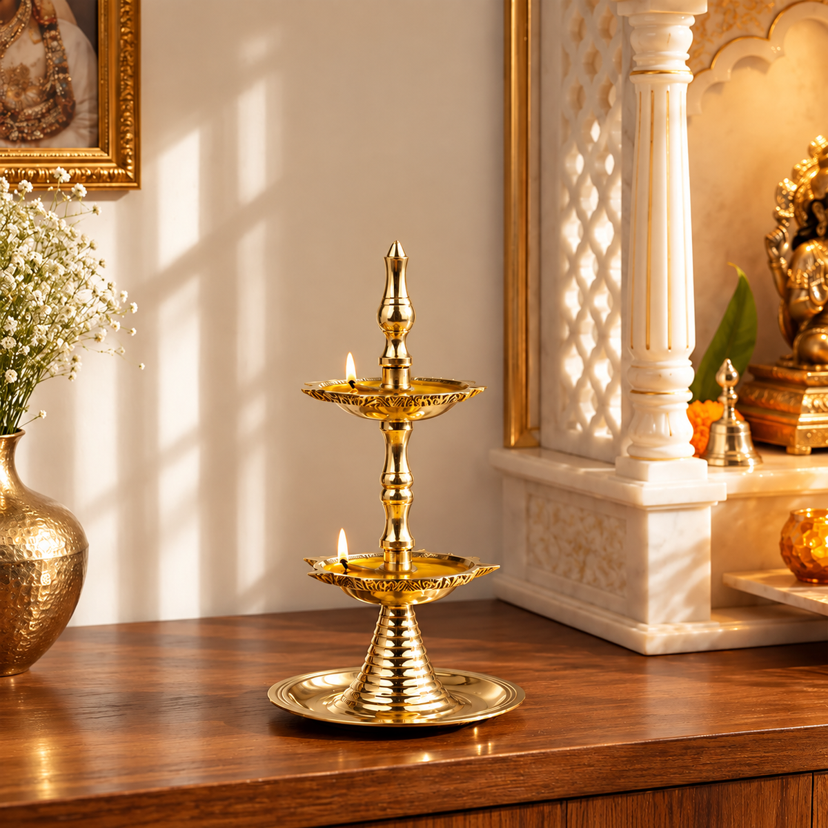 2 Layer Brass Kerala Oil Lamp