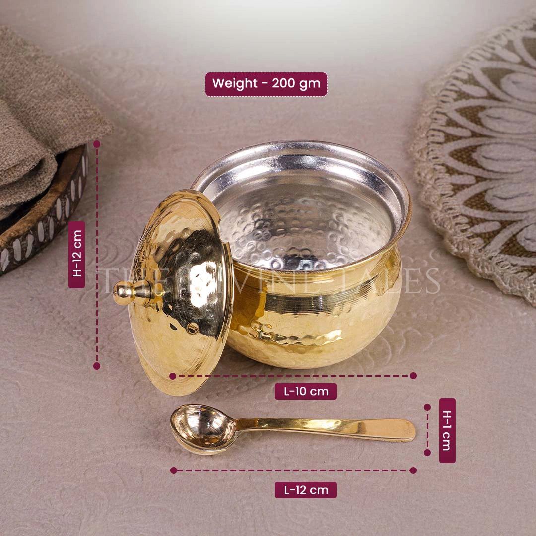 Brass Hammered Ghee Pot