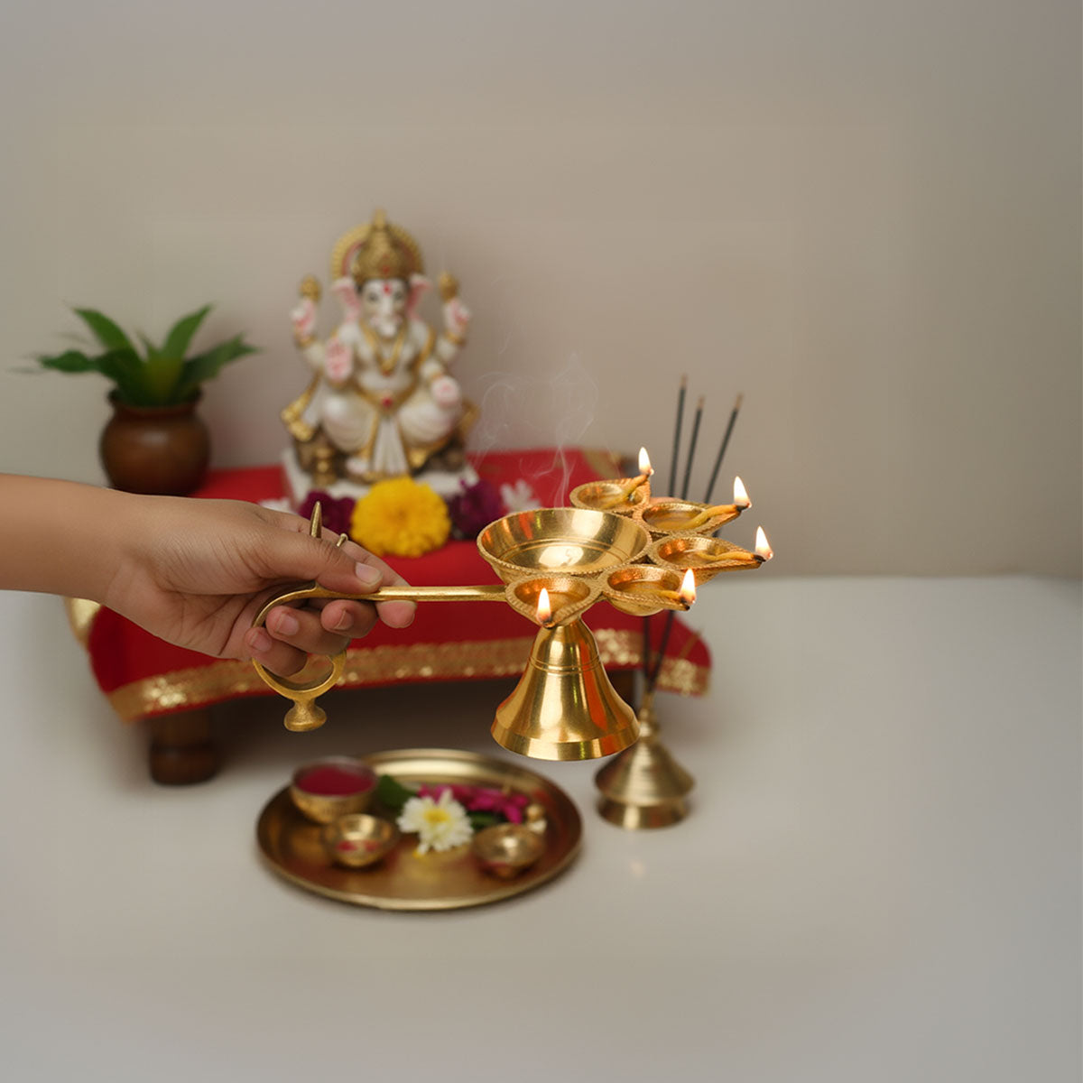 Brass Panch Aarti (Jyot)