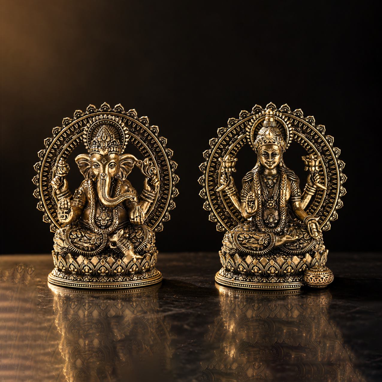 Mahalaxmi Ganesha Brass Idol