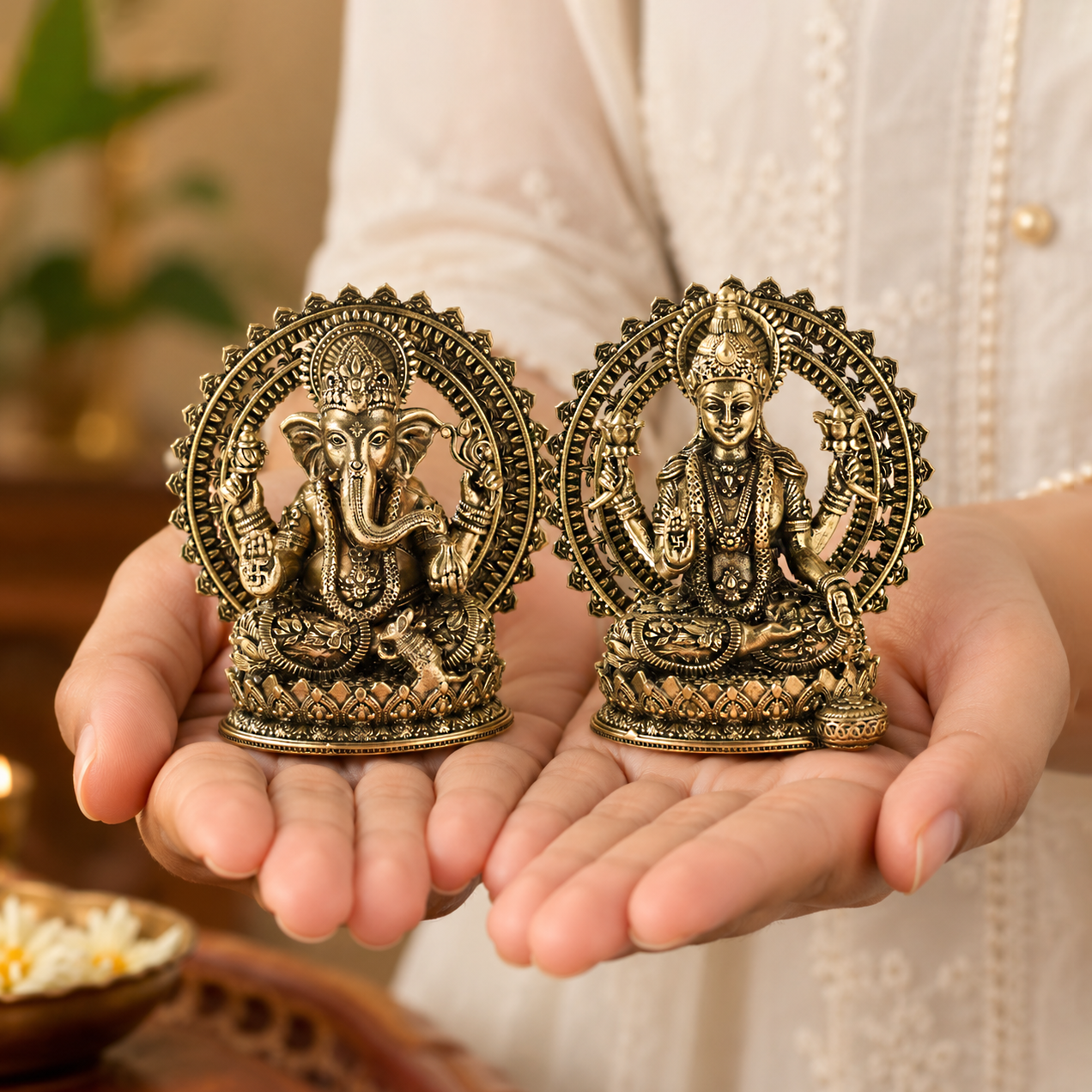 Mahalaxmi Ganesha Brass Idol