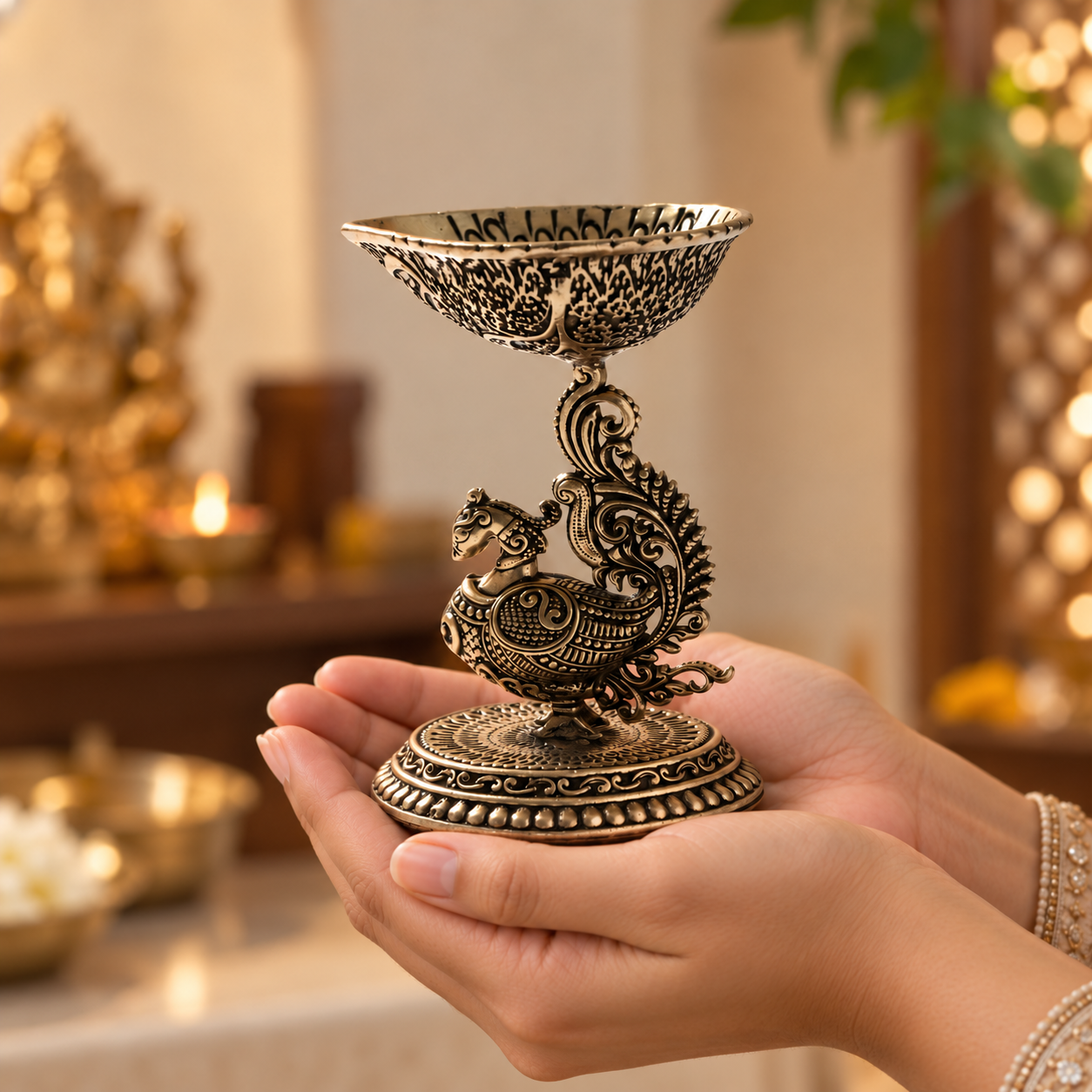 Regal Mayura Brass Oil Lamp