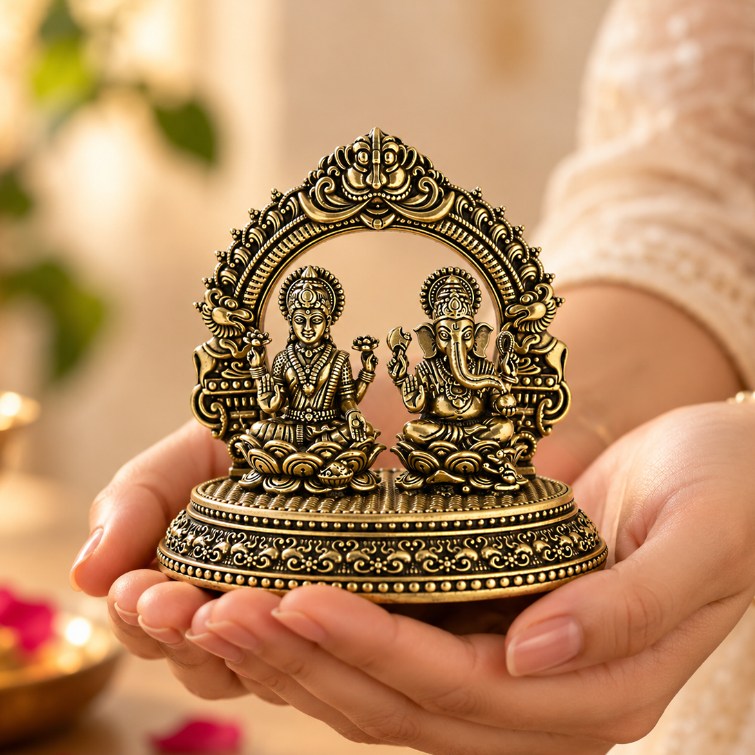 Brass Laxmi Ganesh Idol