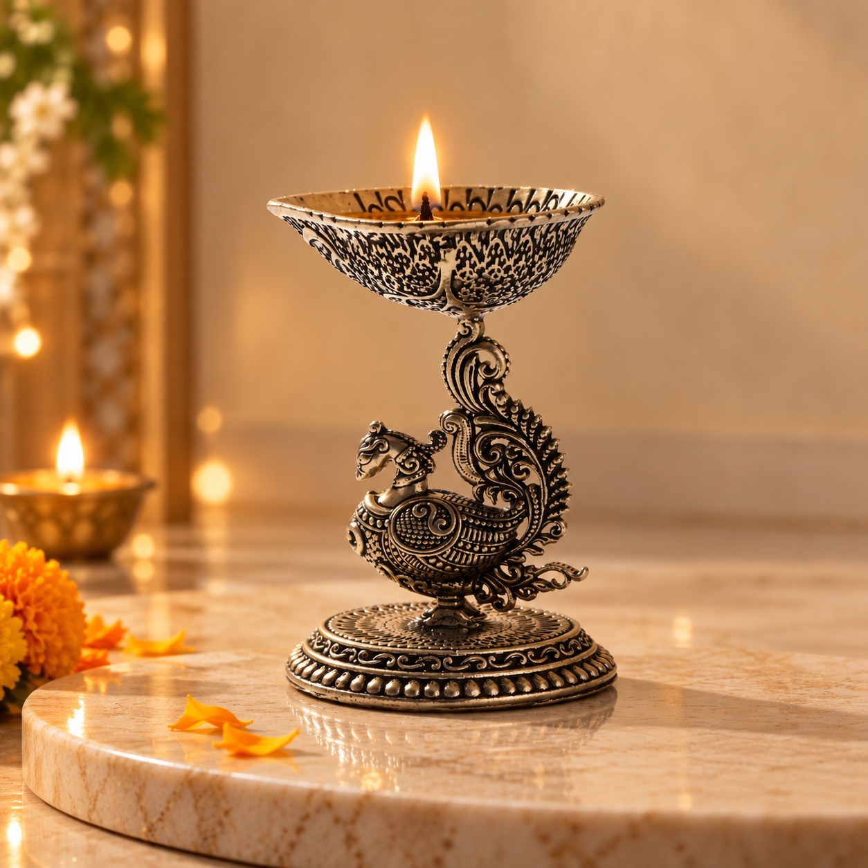 Regal Mayura Brass Oil Lamp