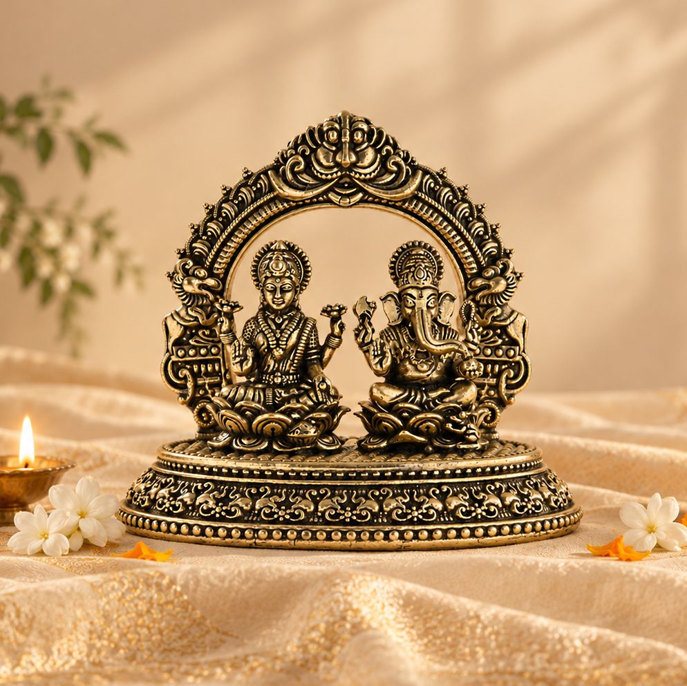 Brass Laxmi Ganesh Idol