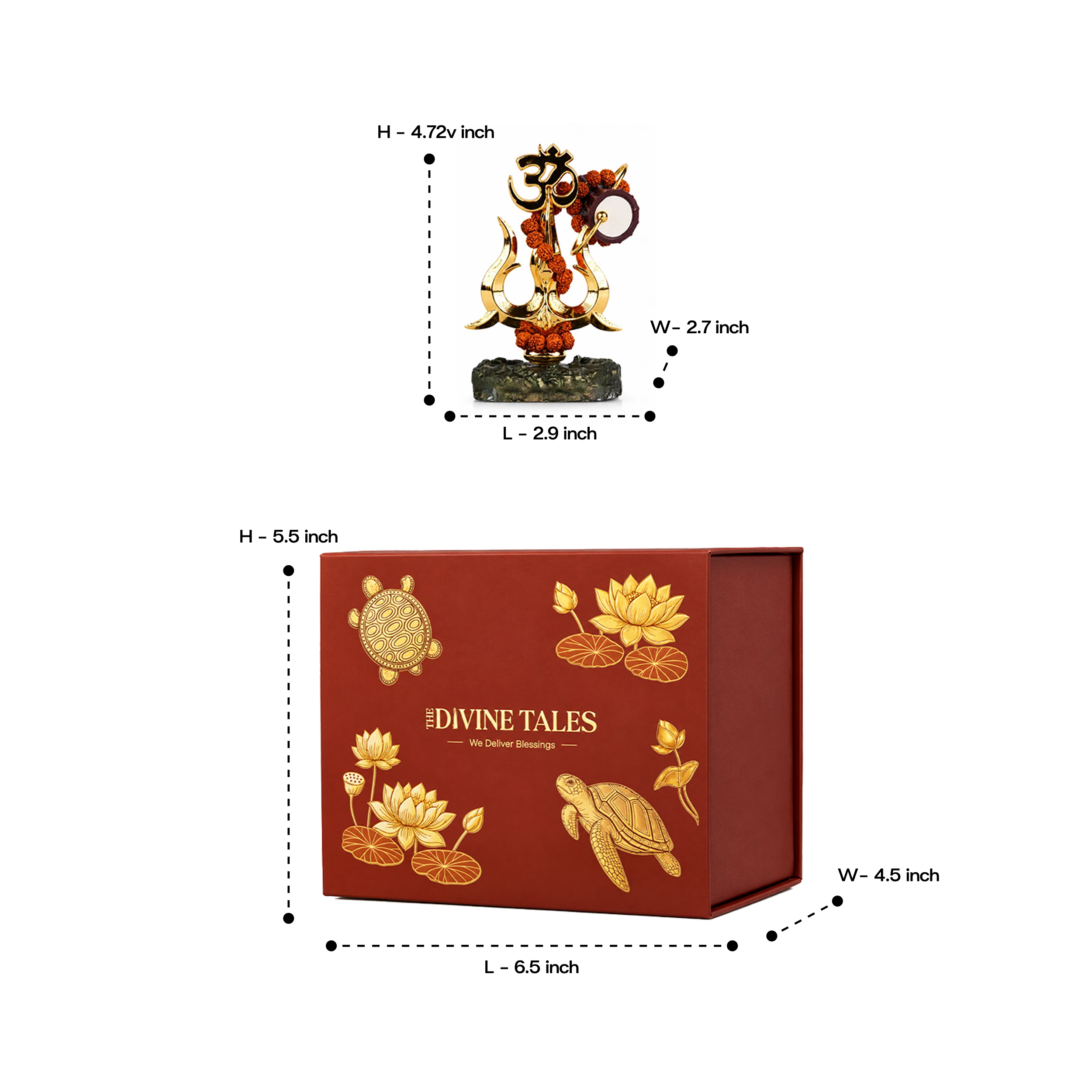 Trishul with Rudraksha & Damru Idol With Gift Box