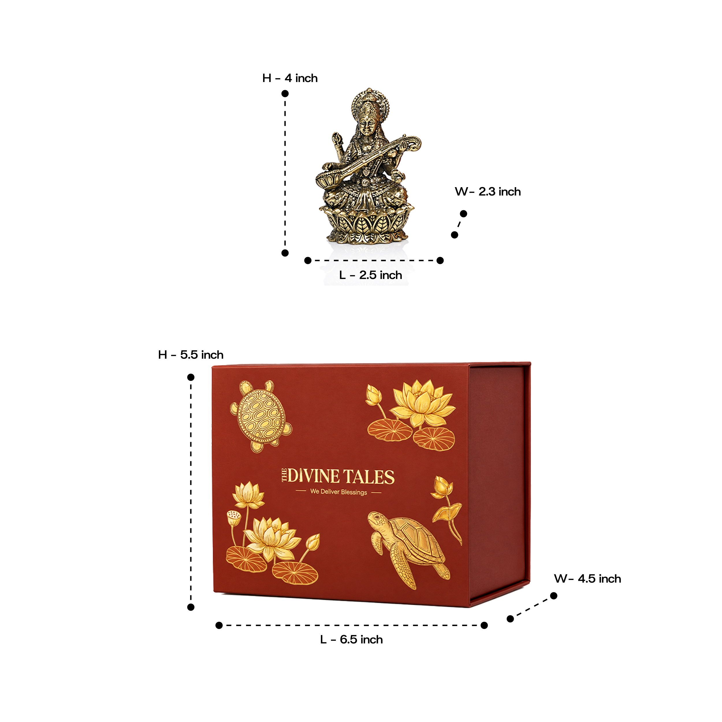 Maa Saraswati Brass Idol Small With Gift Box