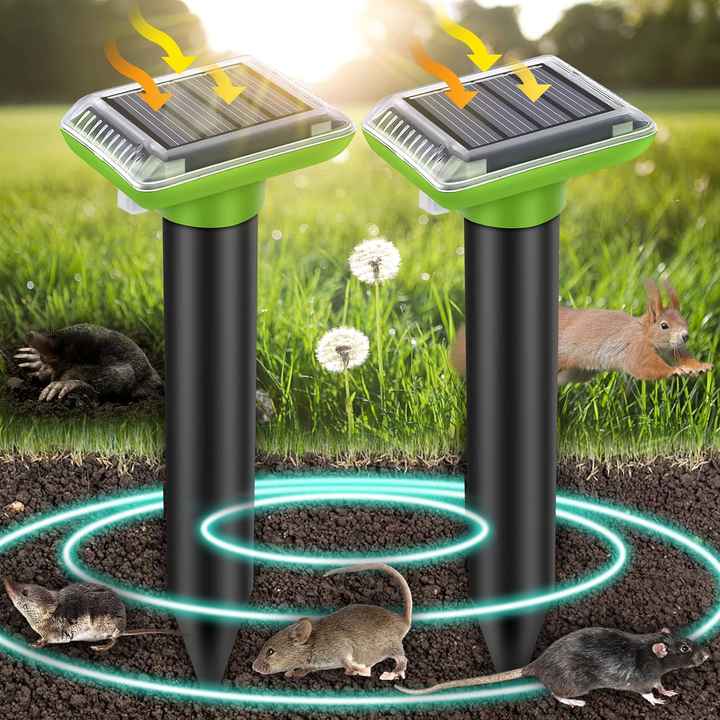 Mole Repeller, Solar Powered Animal Scarer Repellent for Garden