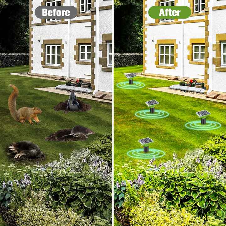 Mole Repeller, Solar Powered Animal Scarer Repellent for Garden