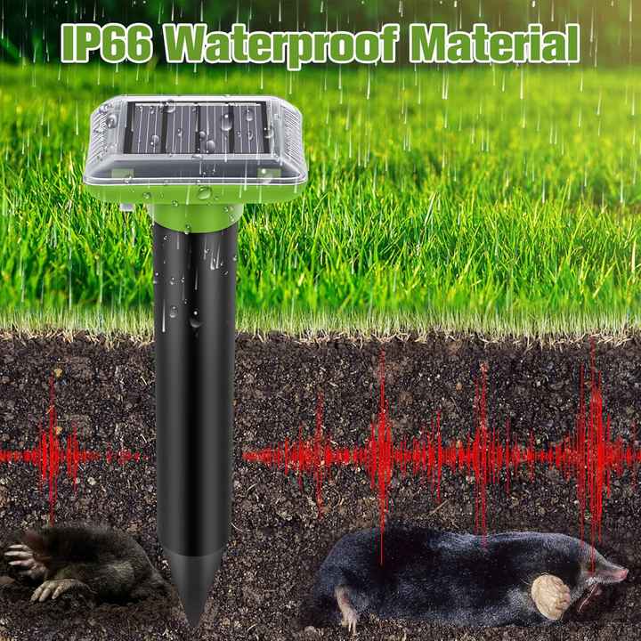 Mole Repeller, Solar Powered Animal Scarer Repellent for Garden