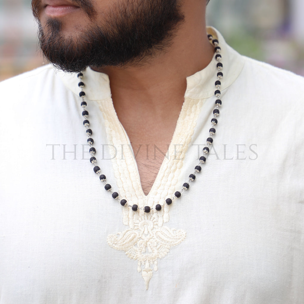 Silver Cap Karungali Mala