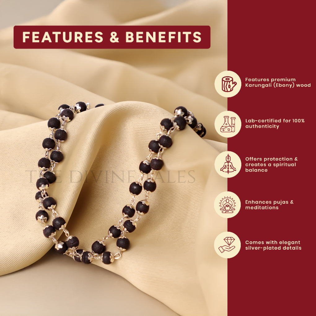 Silver Cap Karungali Mala