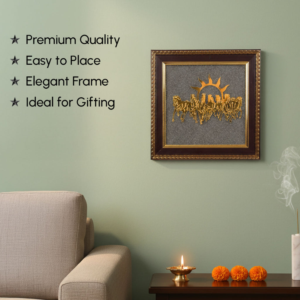 7 Horses on Raw Pyrite Frame