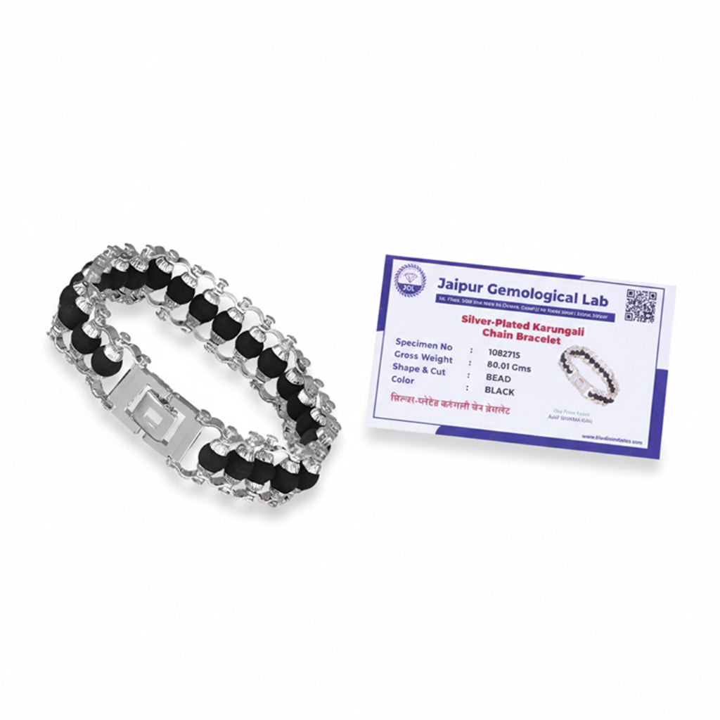 Silver-Plated Karungali Chain Bracelet