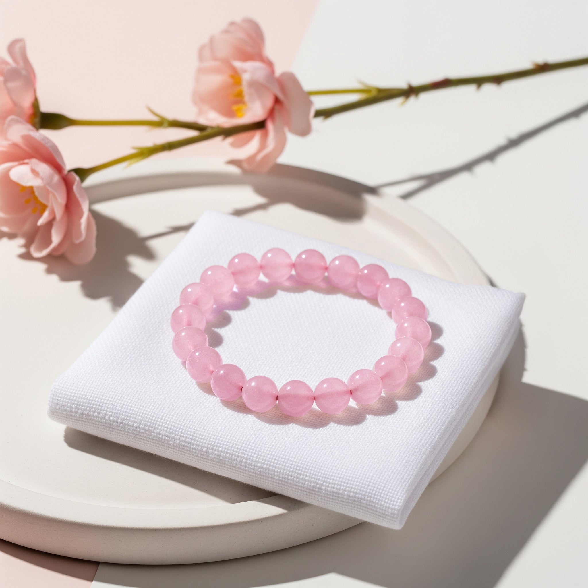 Rose Quartz Stone of Heart Bracelet