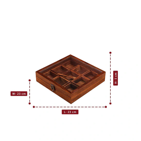 Wooden Spice Box with Spoon