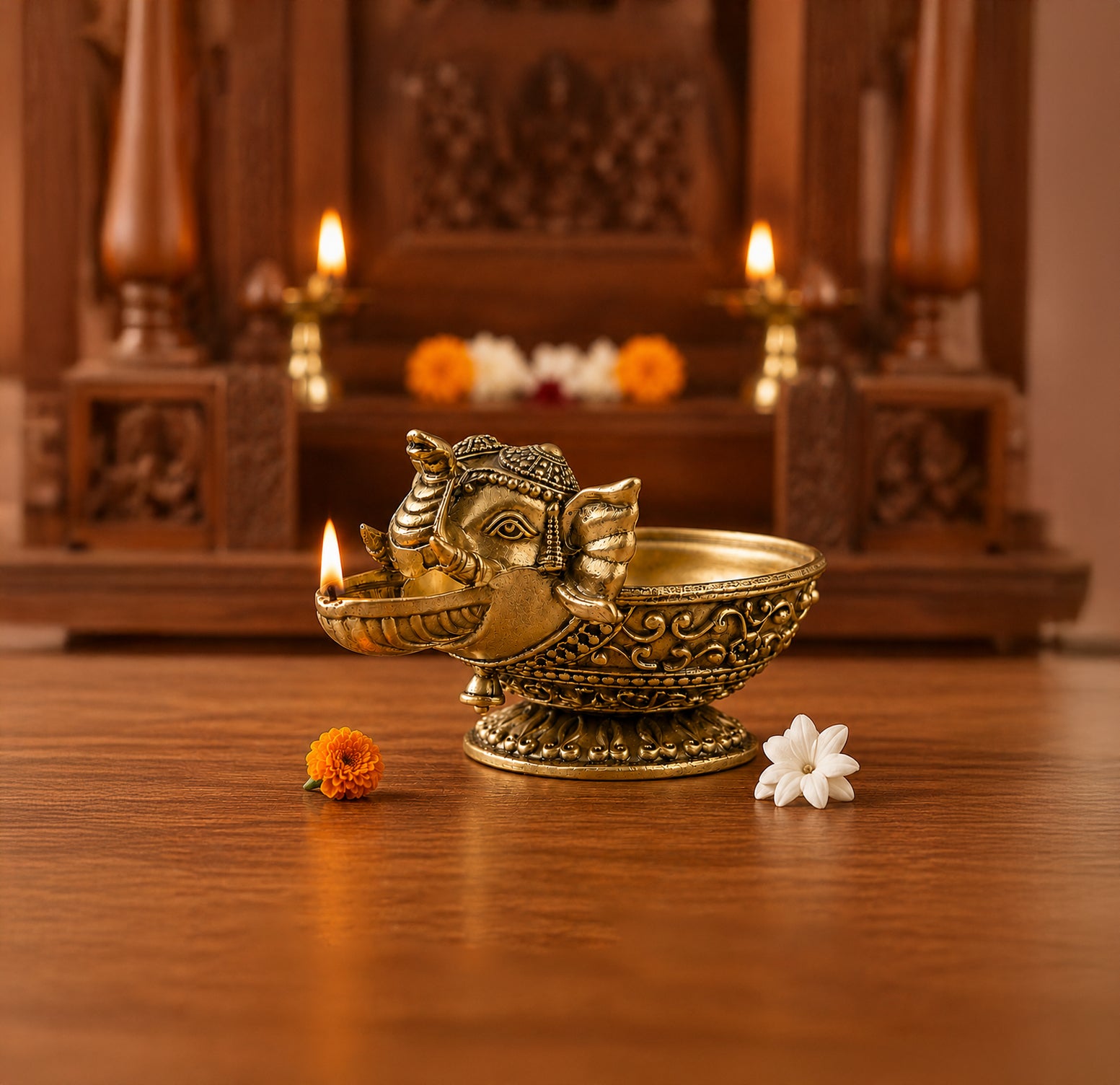 Elephant Brass Diya
