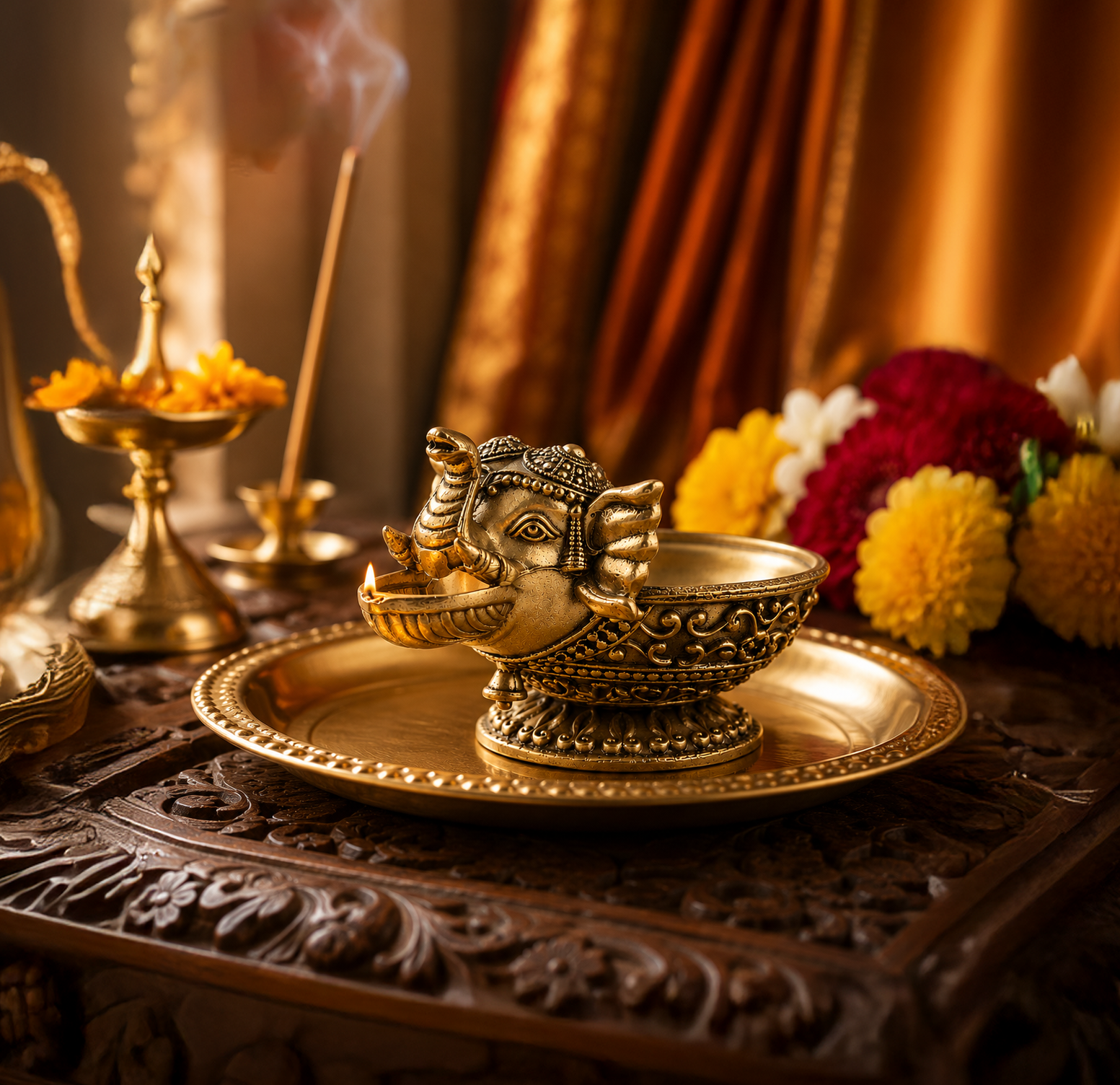 Elephant Brass Diya