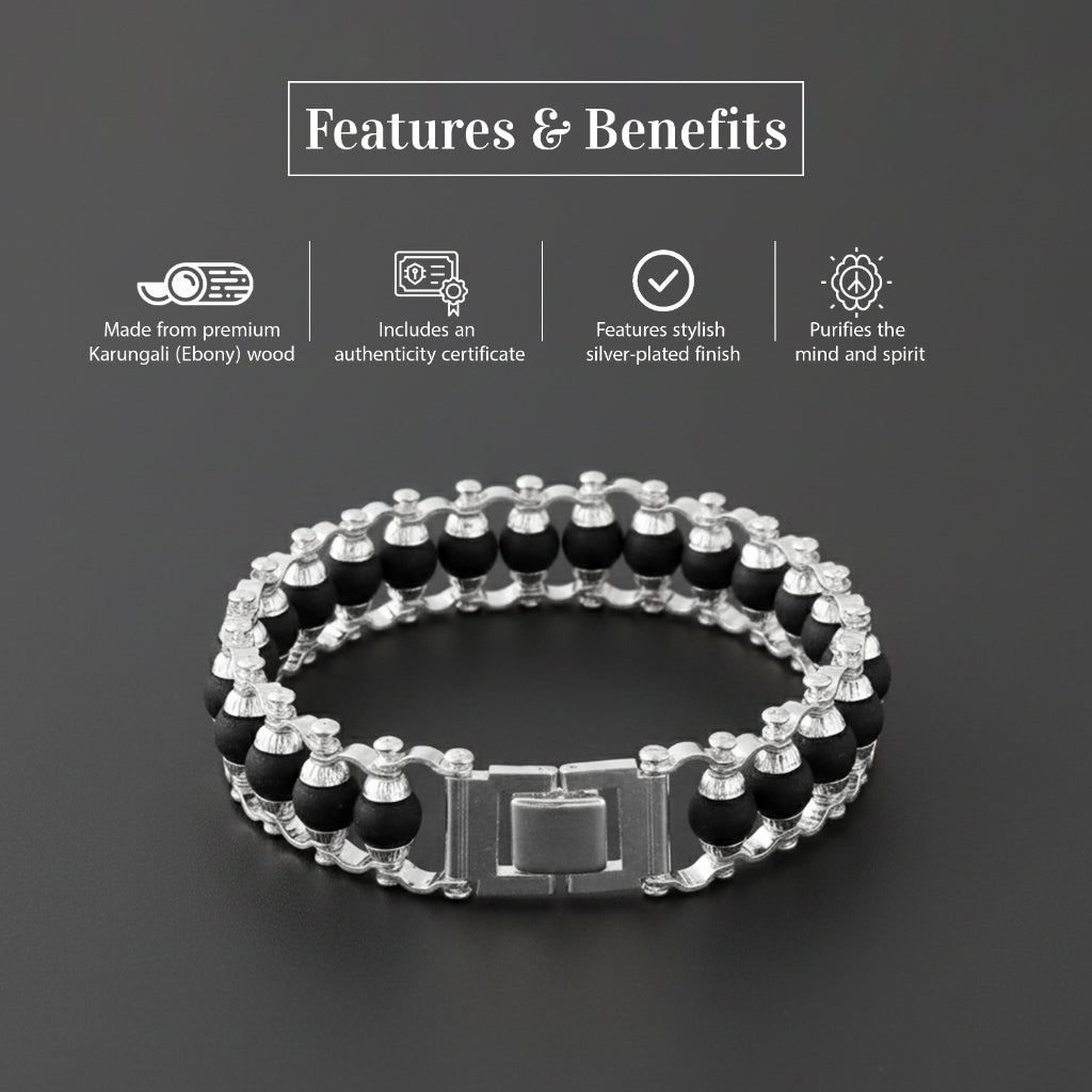 Silver-Plated Karungali Chain Bracelet