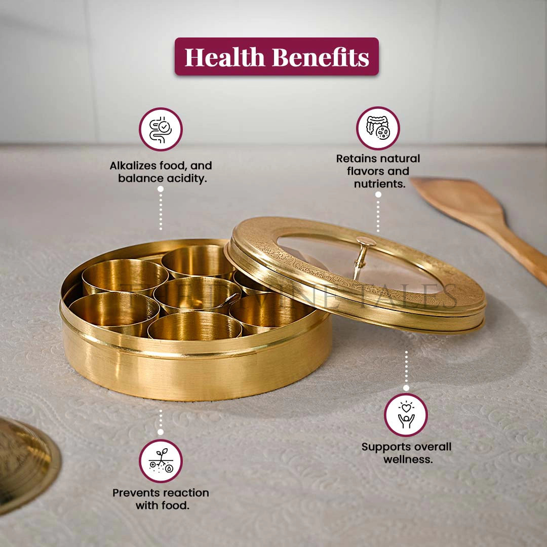 Brass Masala Box with See-through Lid