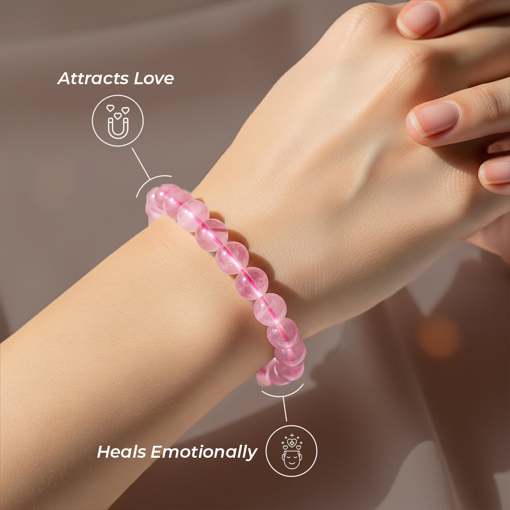 Rose Quartz Stone of Heart Bracelet