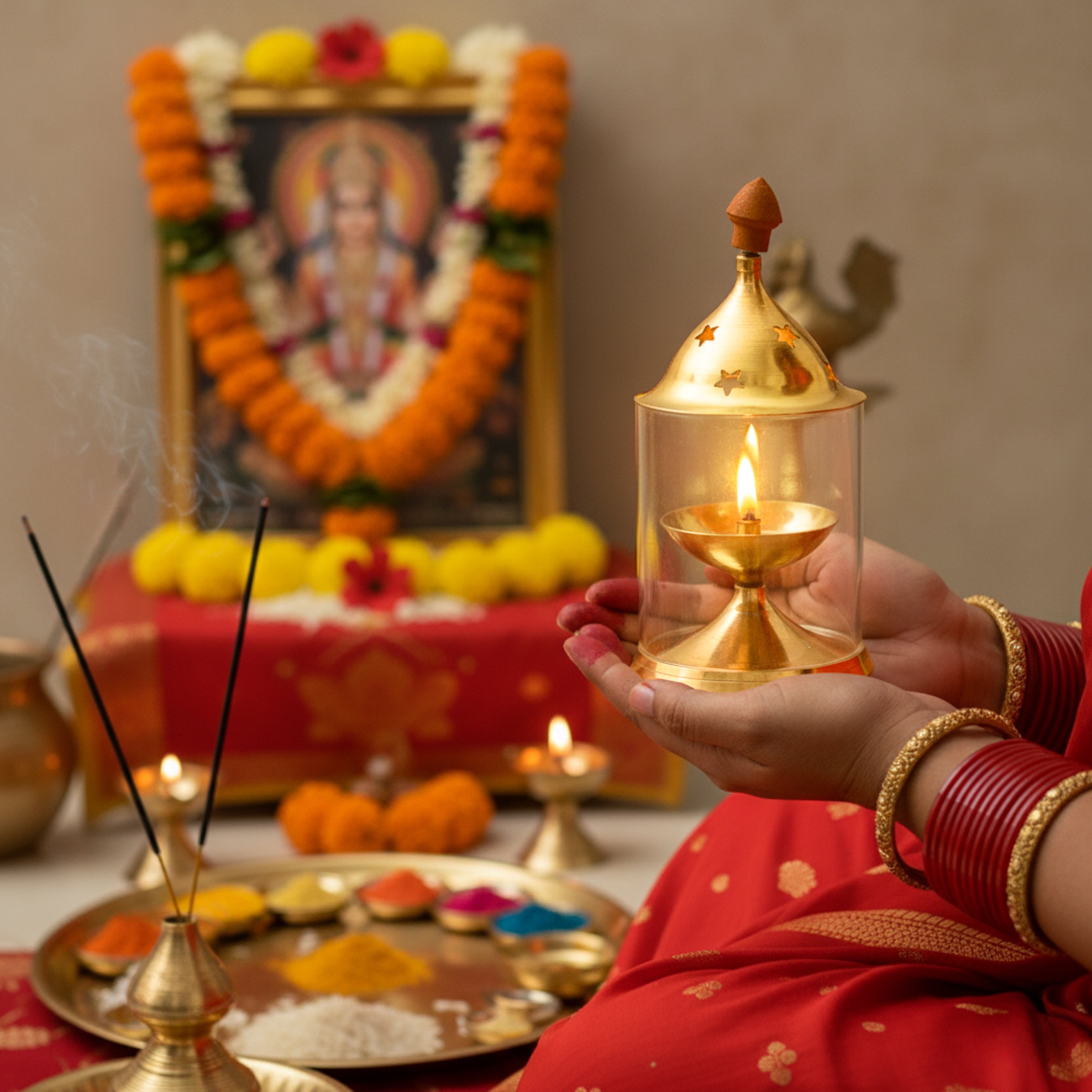 Brass Akhand diya with om