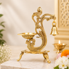 Antique Brass Peacock Diya with Hanging bell