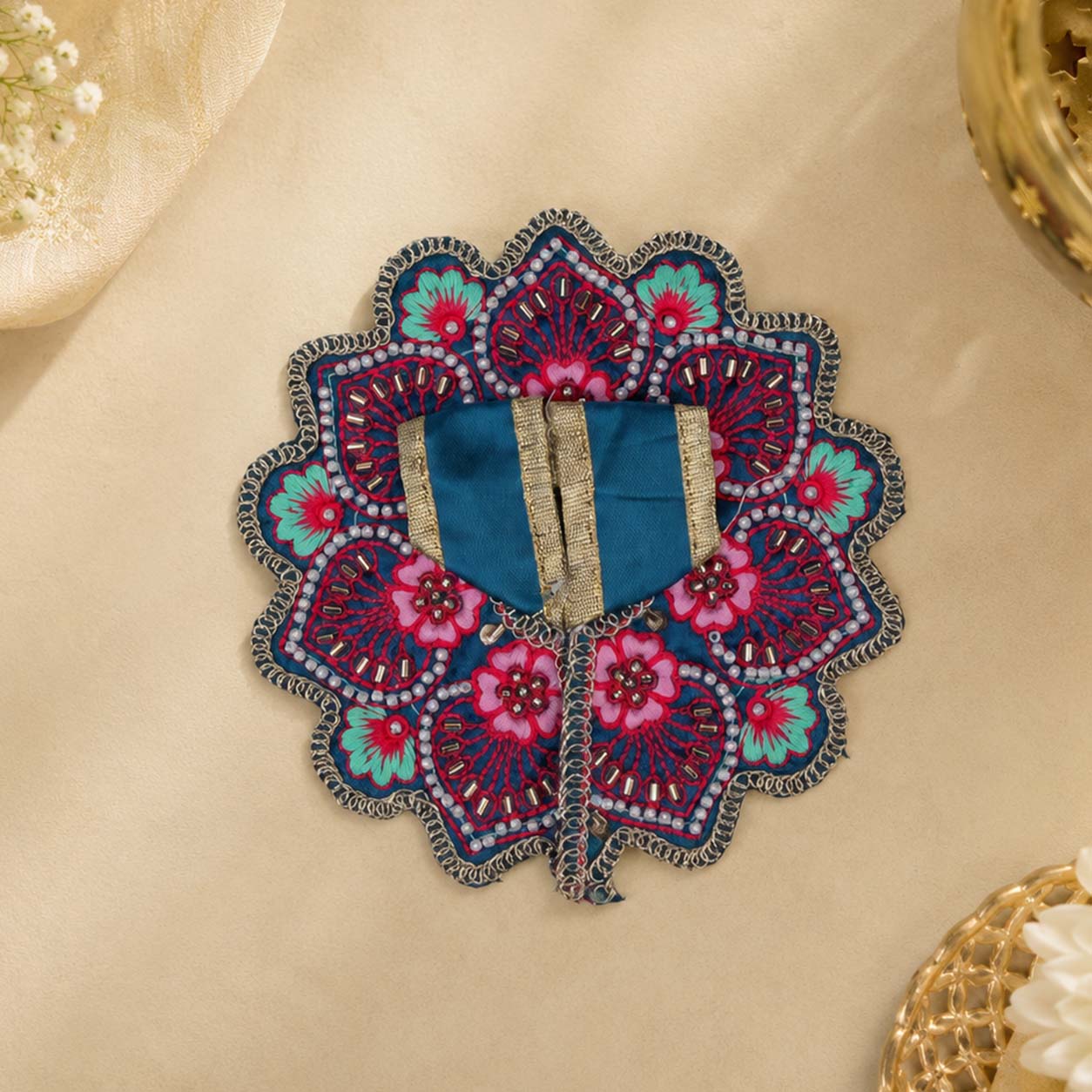 Floral Teal Blue Laddu Gopal Dress