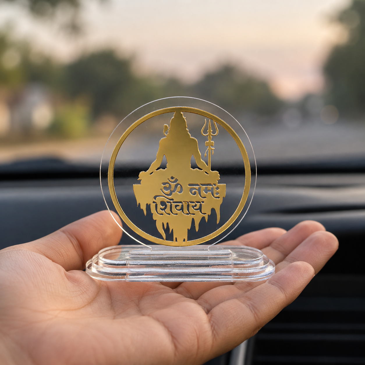 Dhyan Mudra Mahadev Car Dashboard
