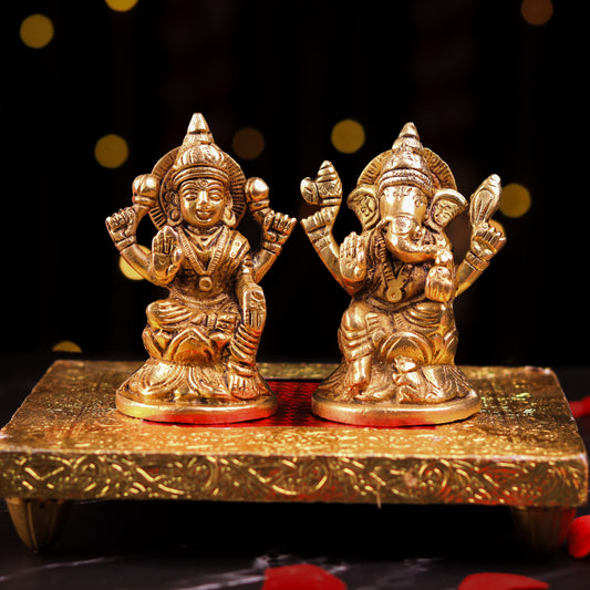 Brass Laxmi Ganesha Idol