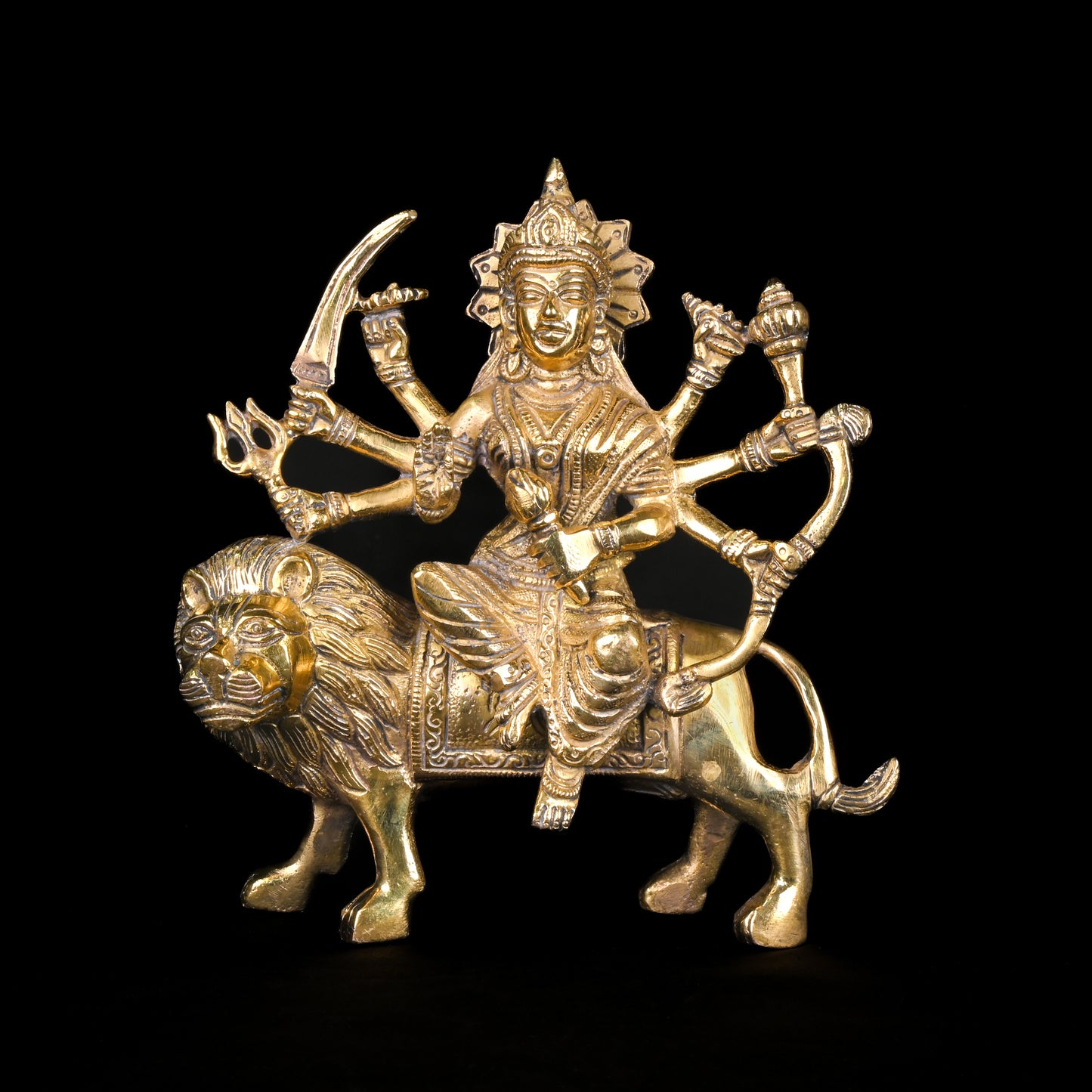 Brass Durga Mata With Lion