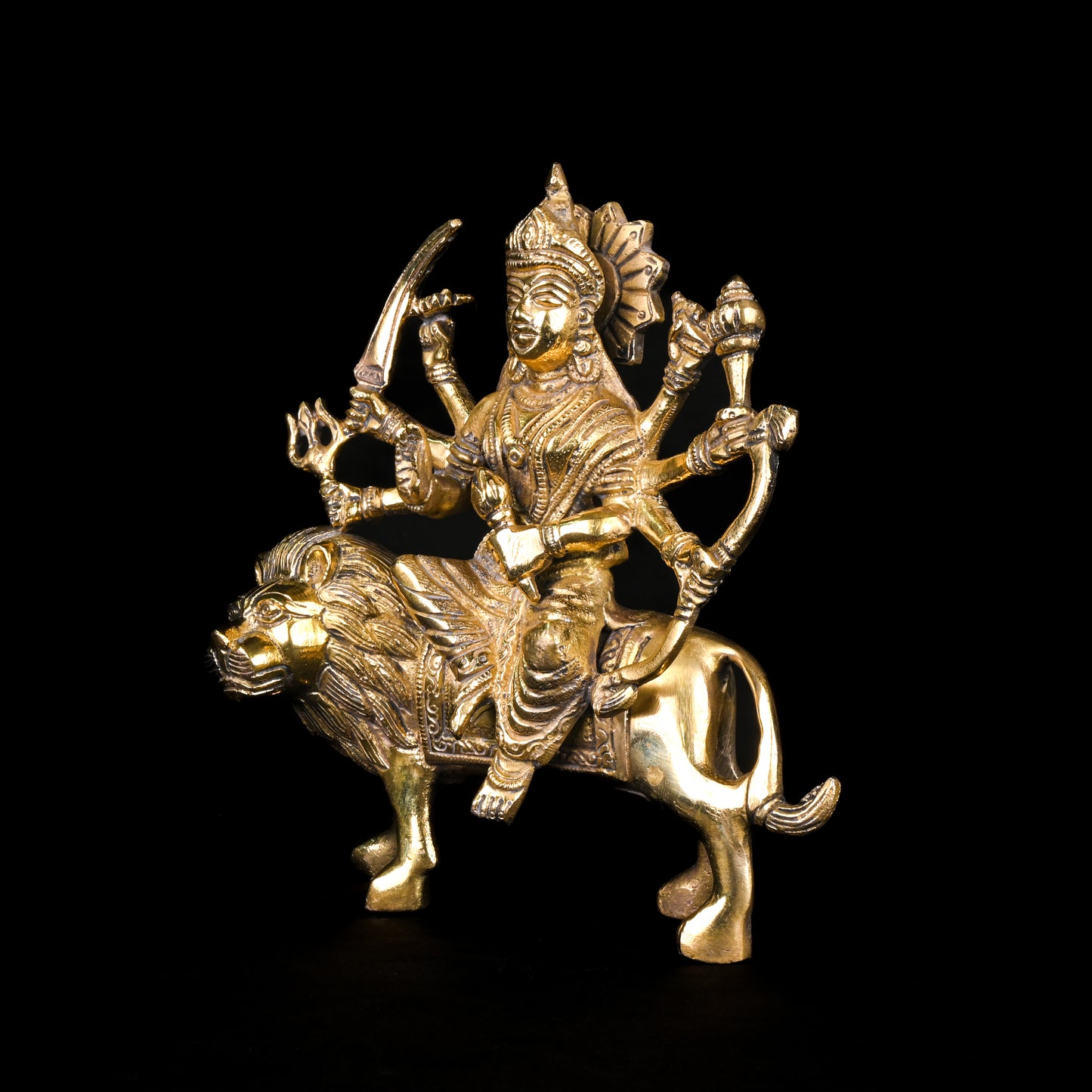 Brass Durga Mata With Lion