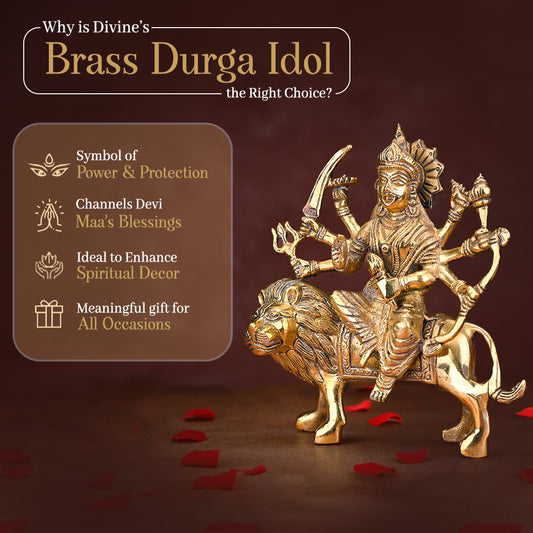 Brass Durga Mata With Lion