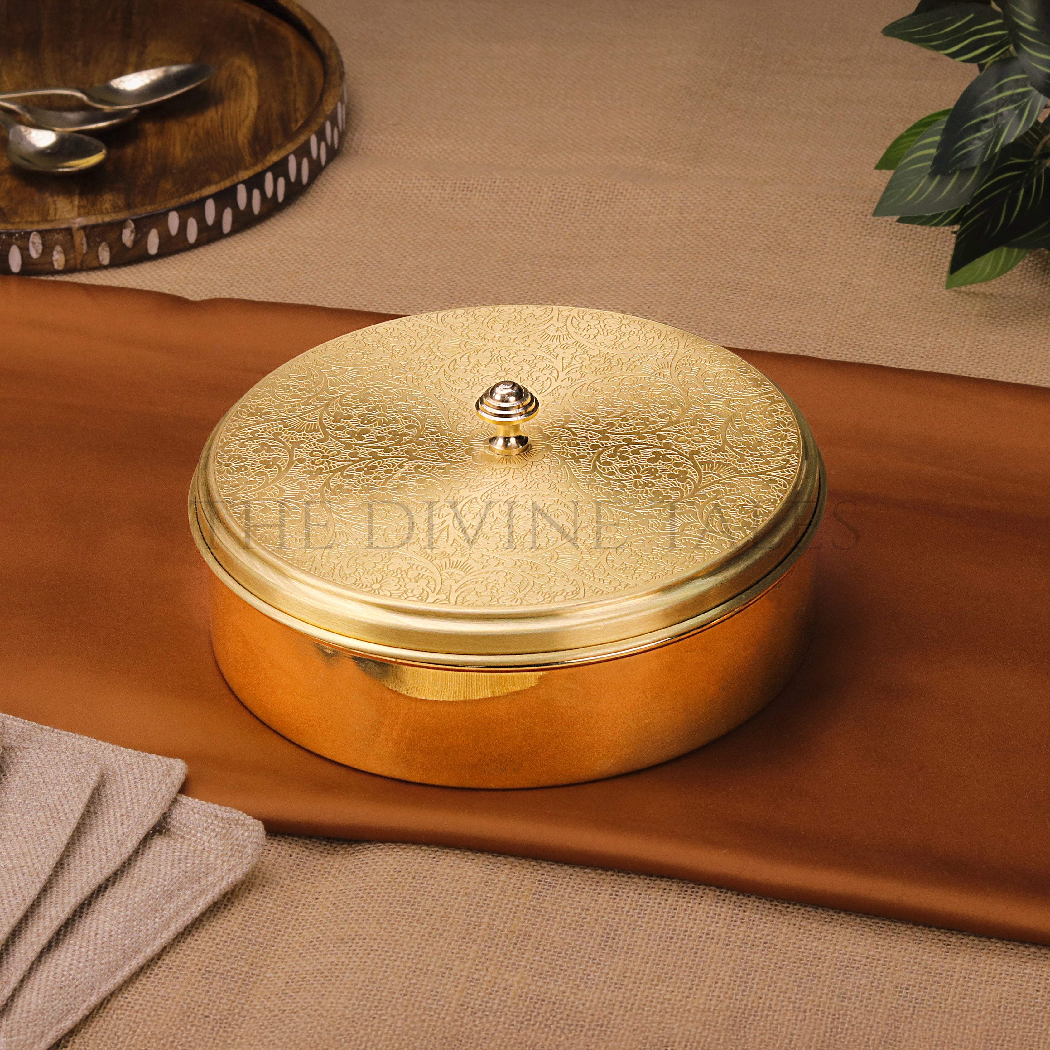 Brass Spice Box with Spoon