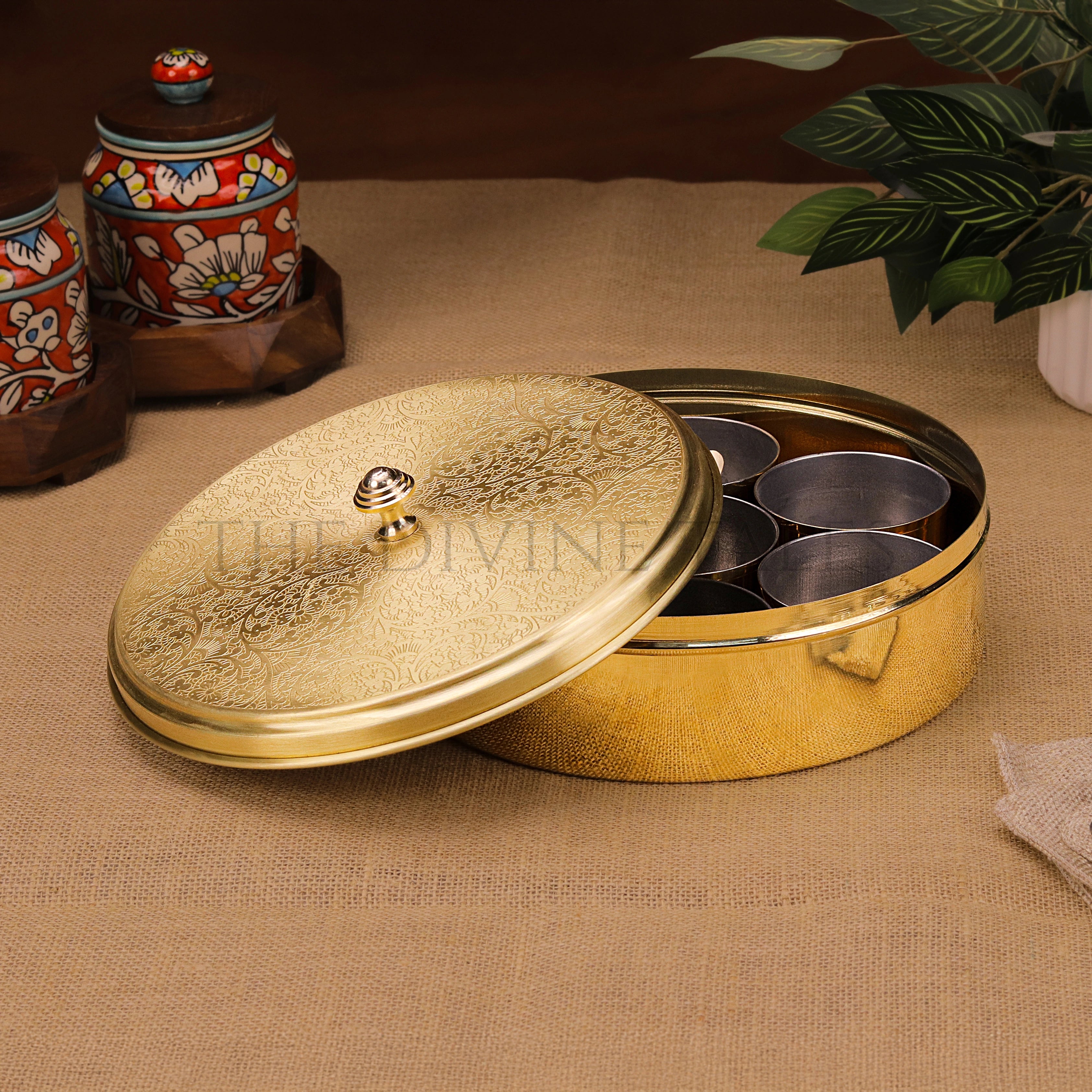 Brass Spice Box with Spoon