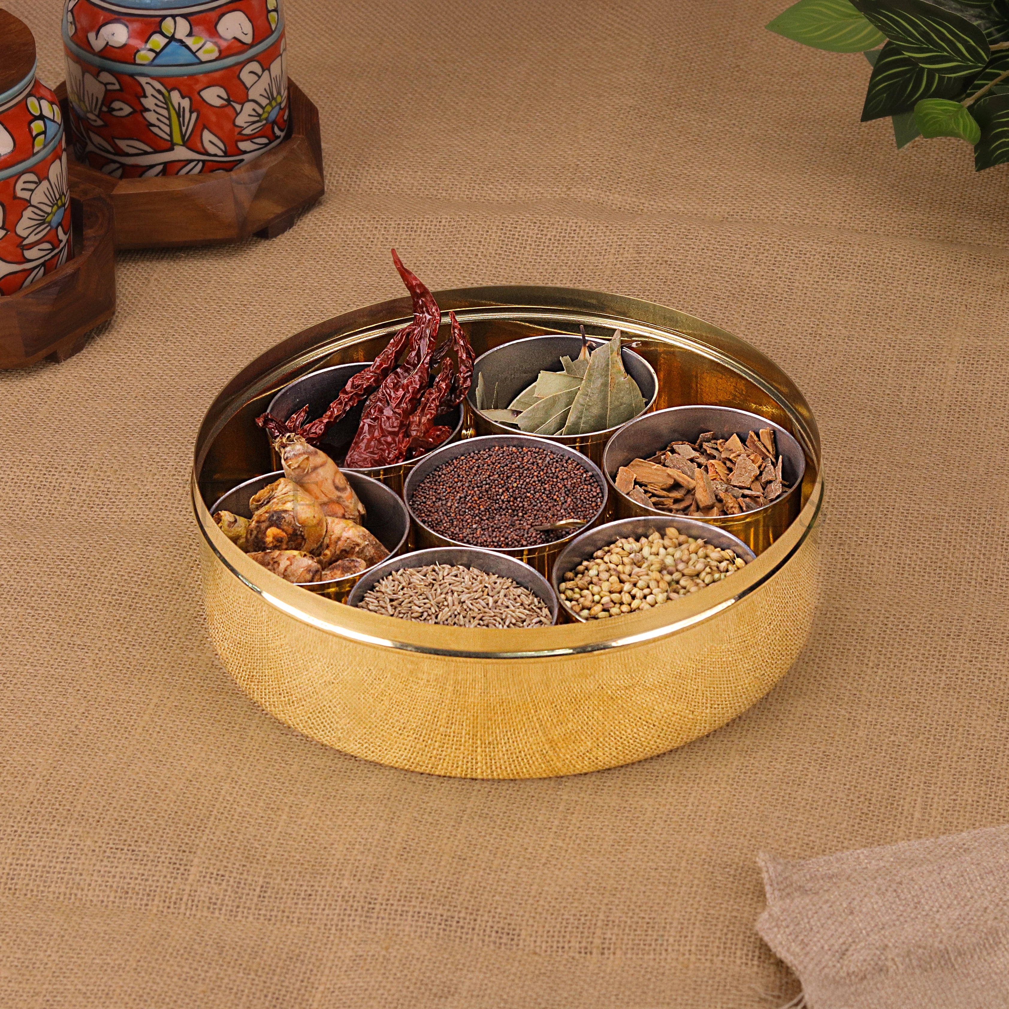 Brass Spice Box with Spoon