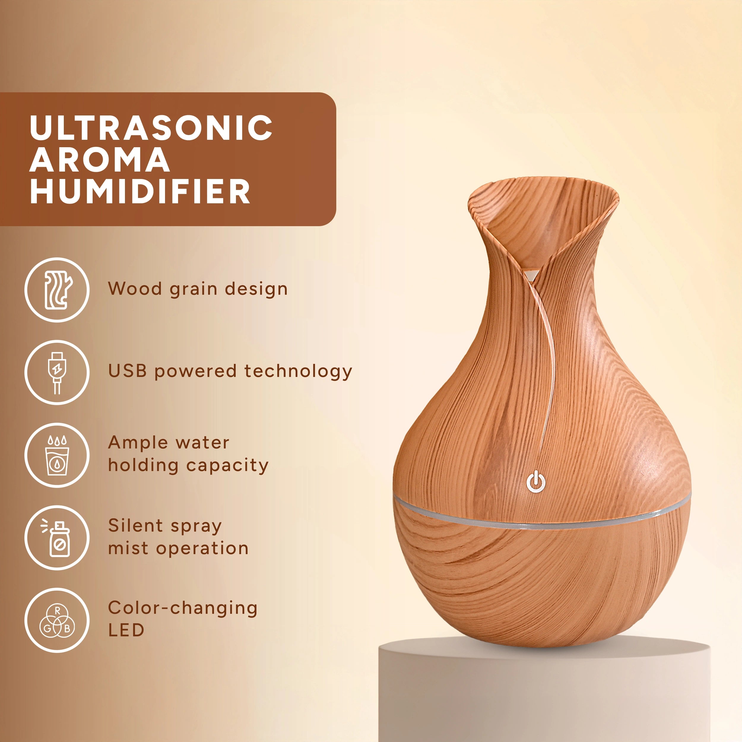 Ultrasonic Aroma Humidifier (with color-changing LED)