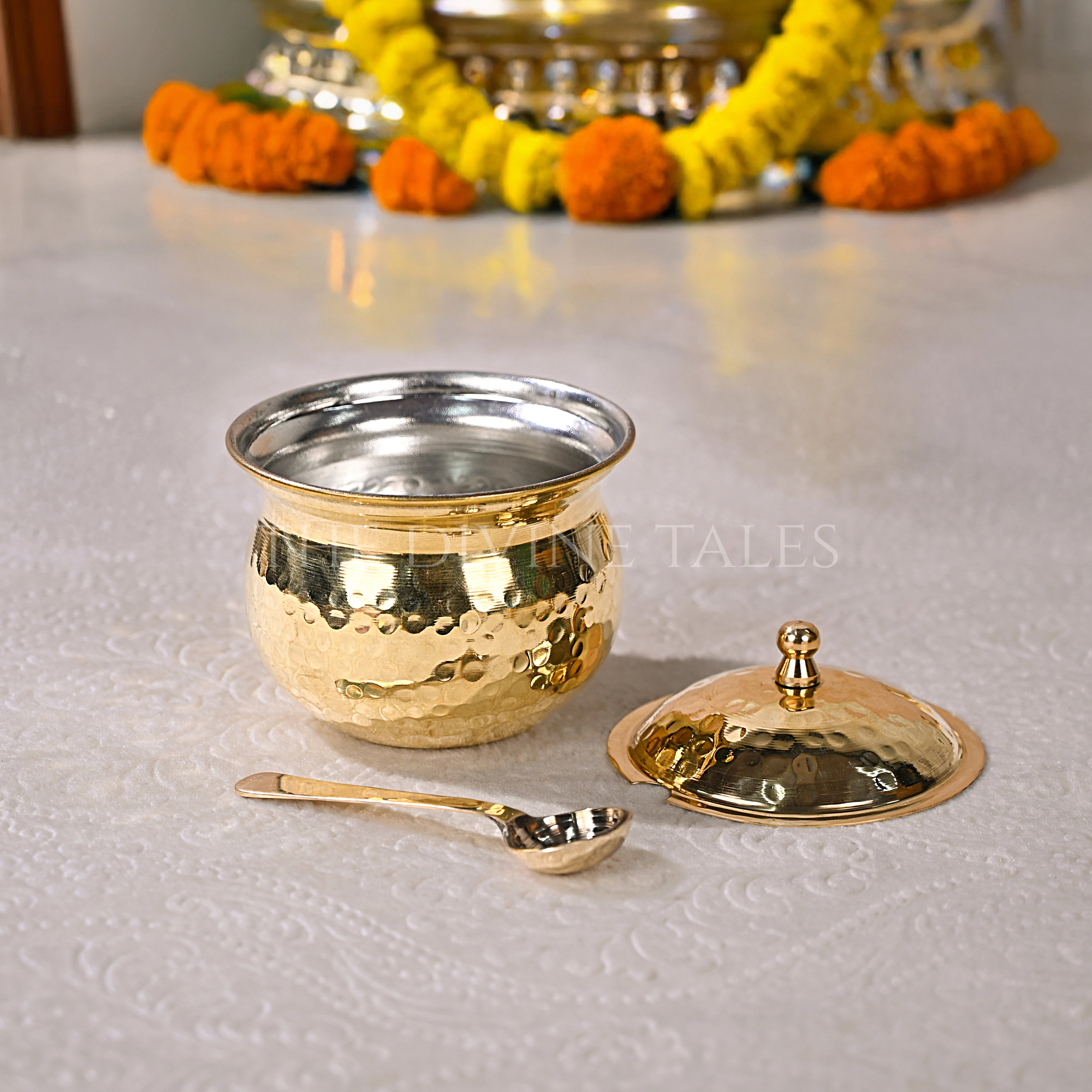 Brass Hammered Ghee Pot