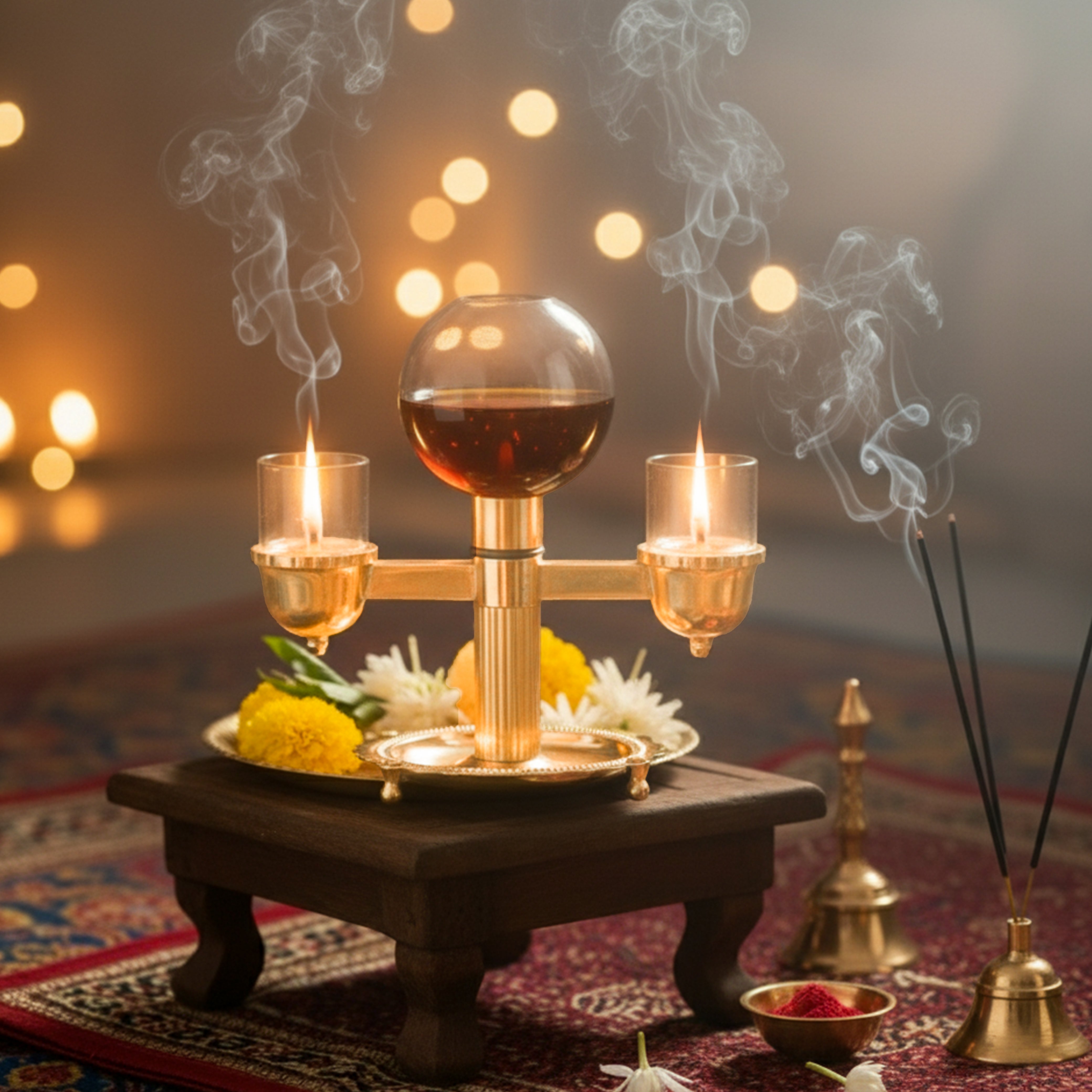 Two-Sided Brass Akhand Diya