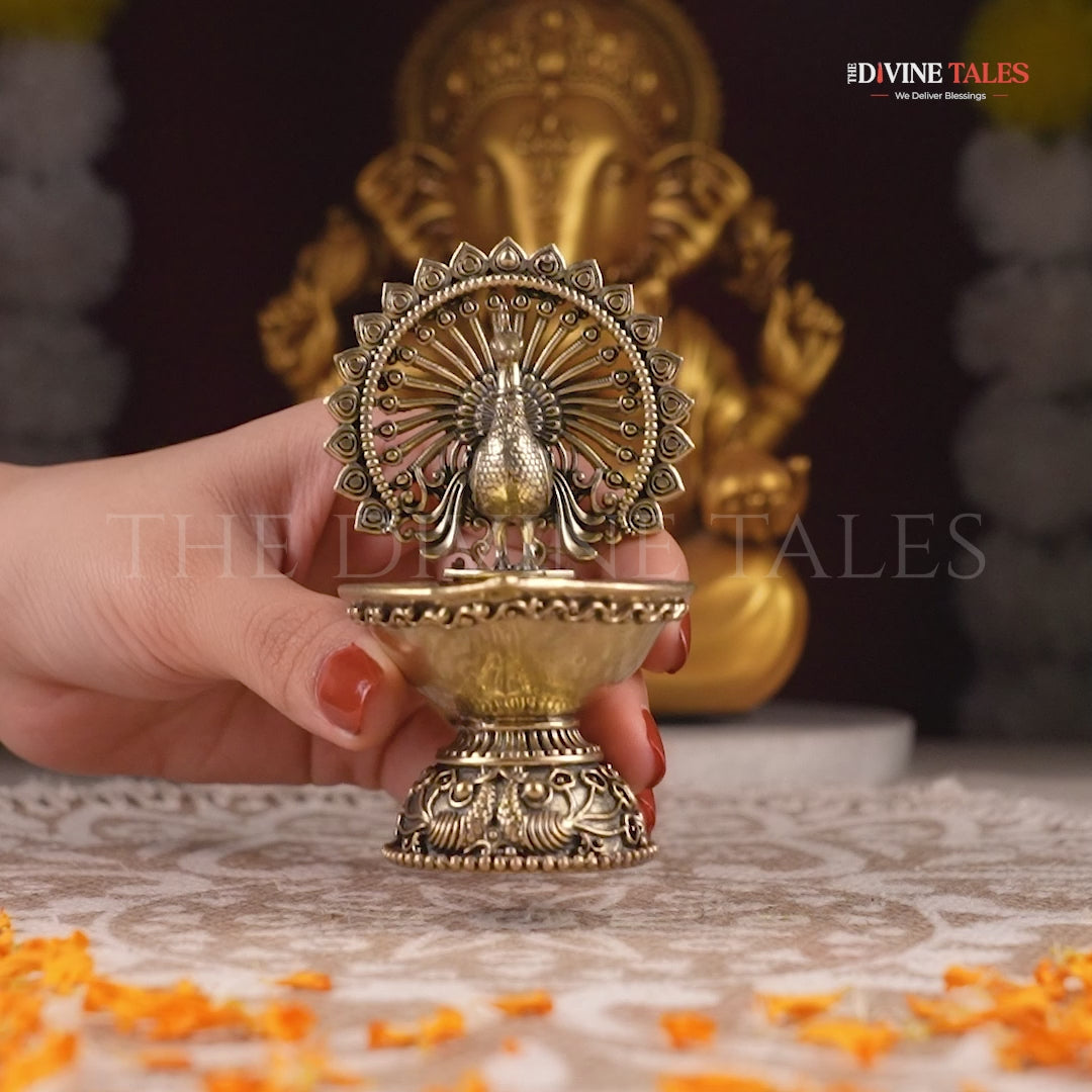 Peacock Brass Diya