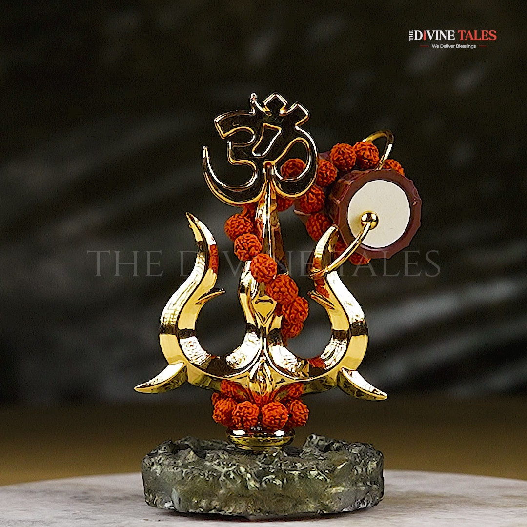 Trishul with Rudraksha & Damru Idol