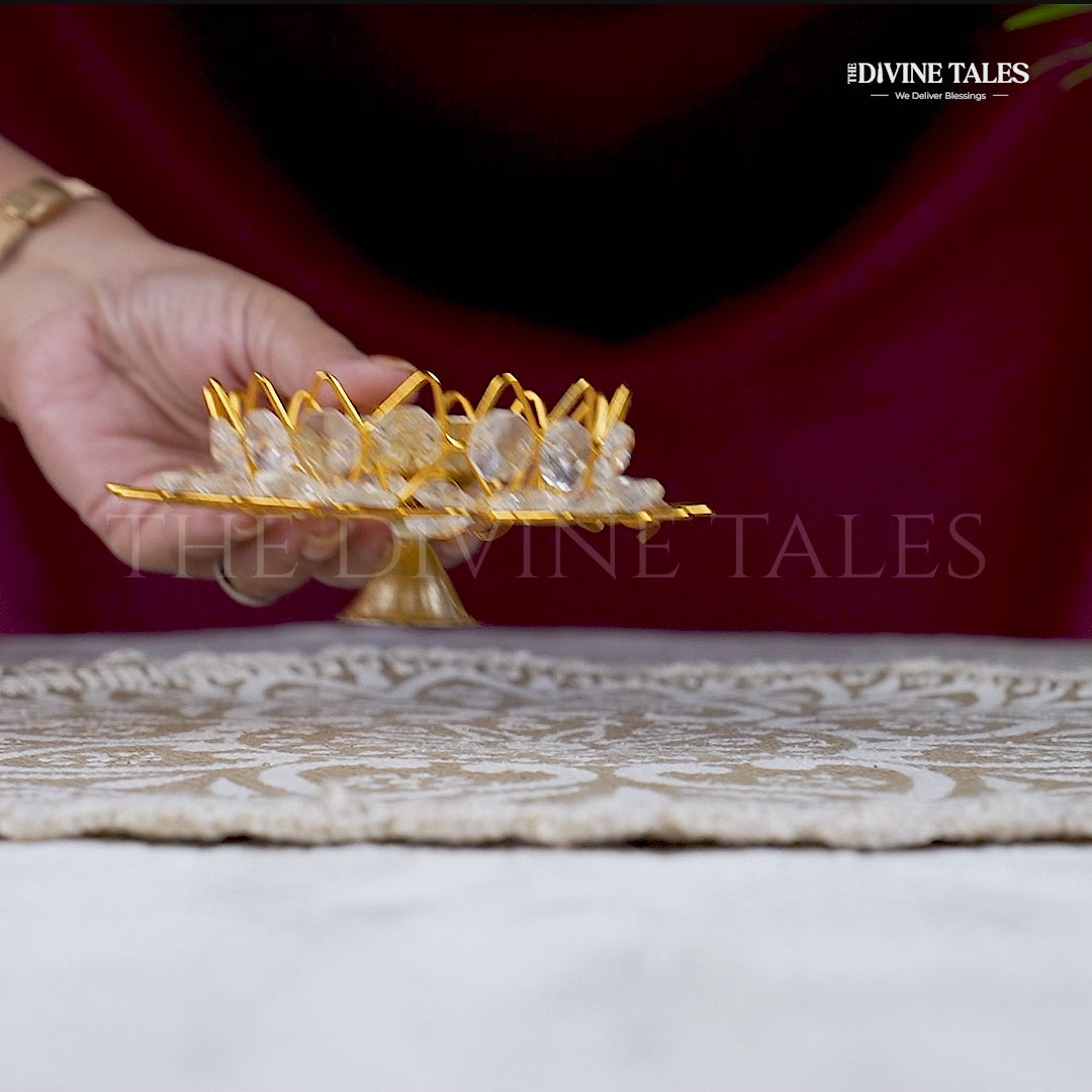 Brass Kamal Crystal Diya