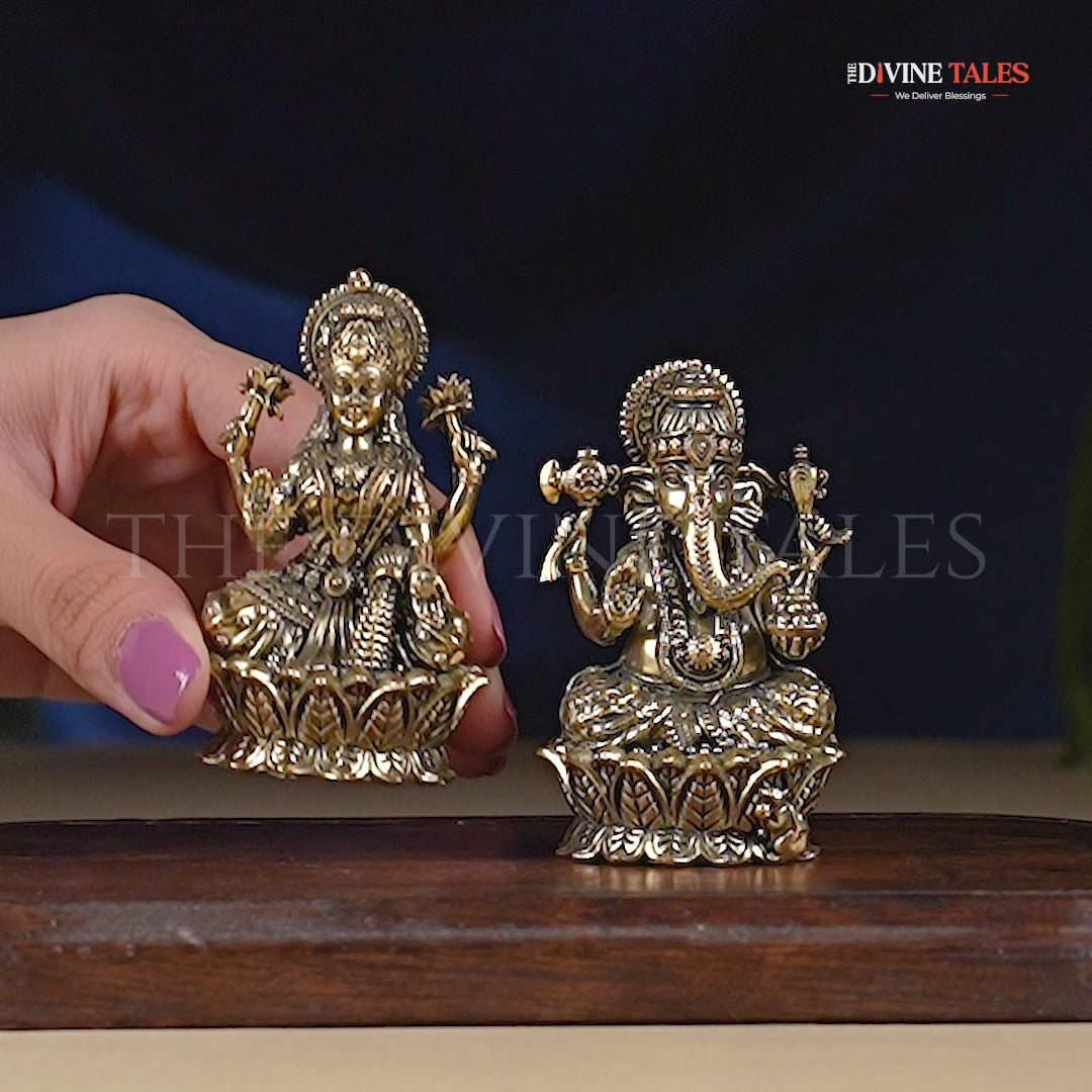 Divine Laxmi Ganesha Brass Idol
