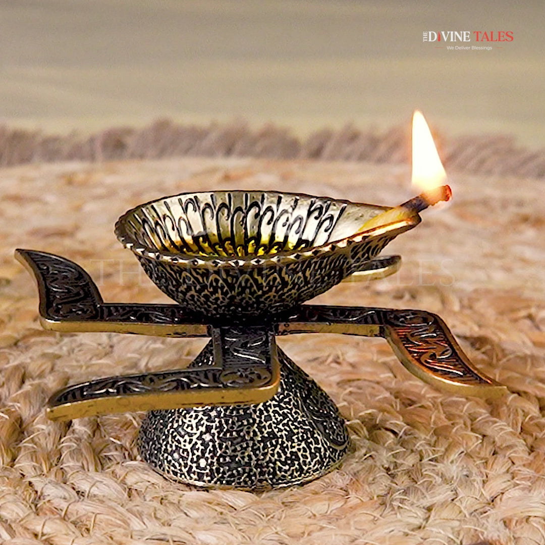 Antique Swastik Brass Diya