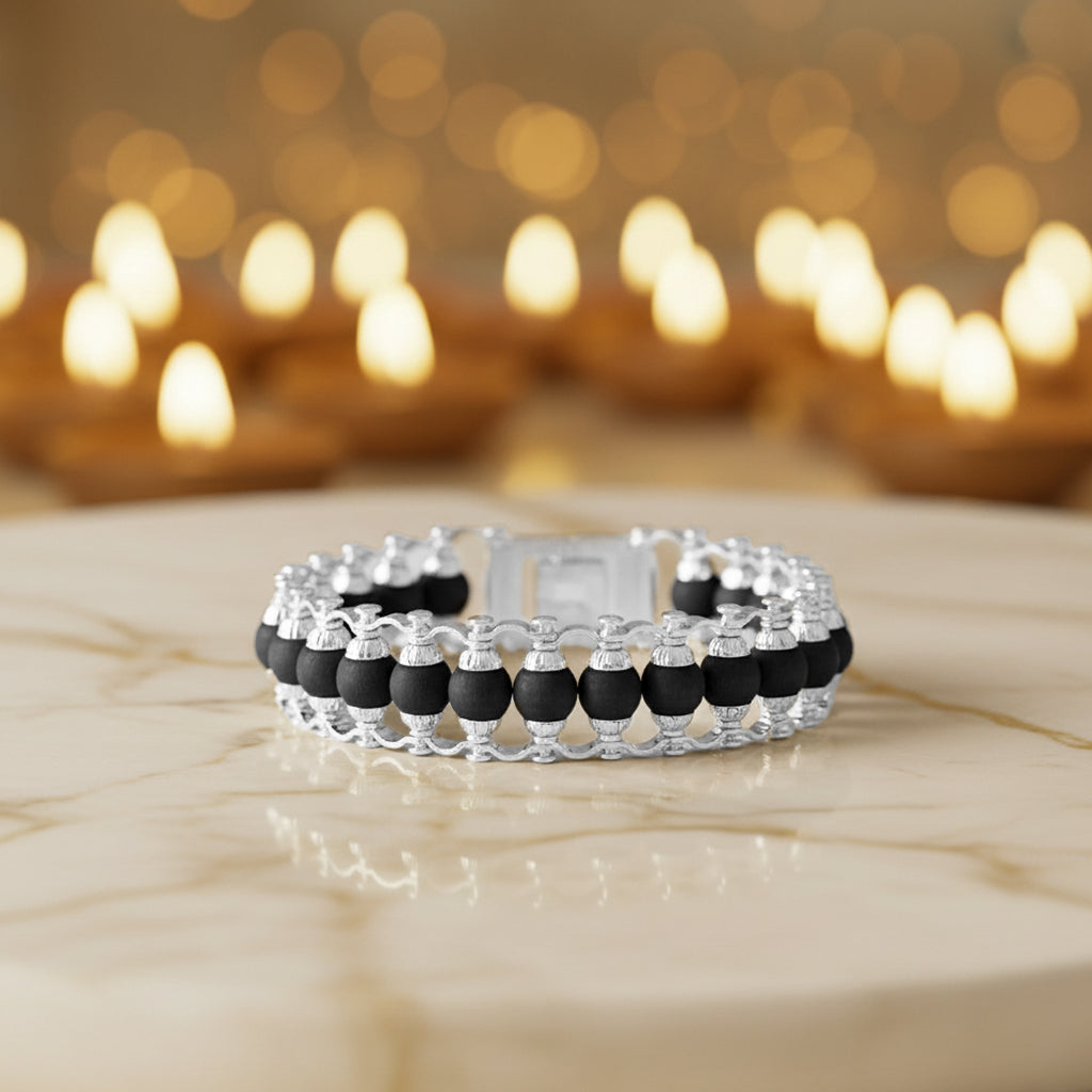 Silver-Plated Karungali Chain Bracelet