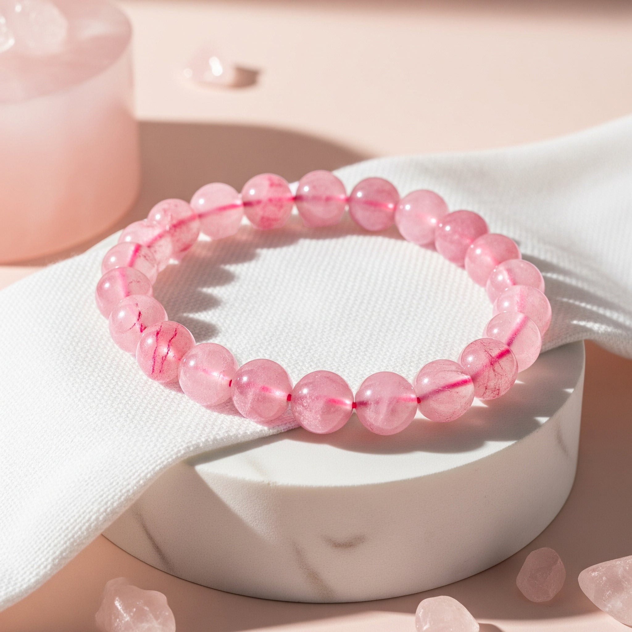 Rose Quartz Stone of Heart Bracelet