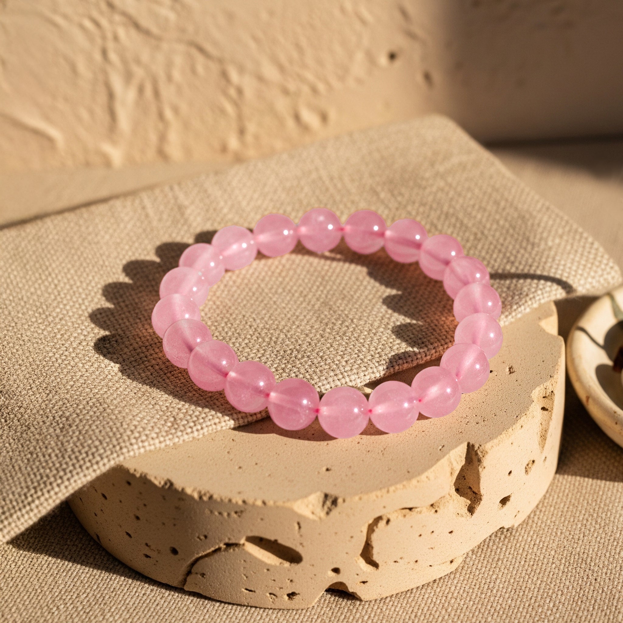 Rose Quartz Stone of Heart Bracelet